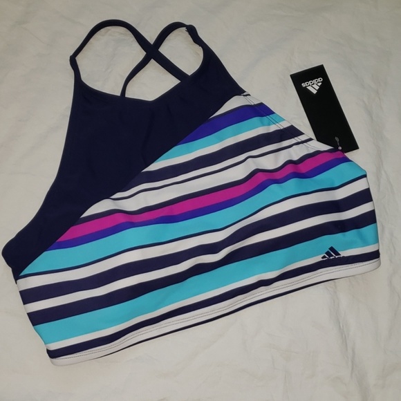 **FINAL SALE** adidas Stripe Colorblock Bikini Top - Picture 5 of 8